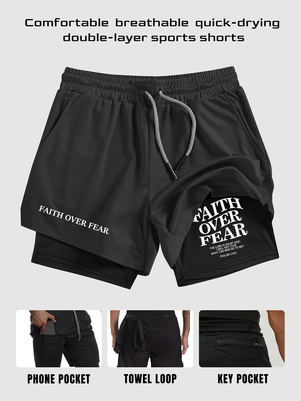 Faith over Fear - Gym shorts