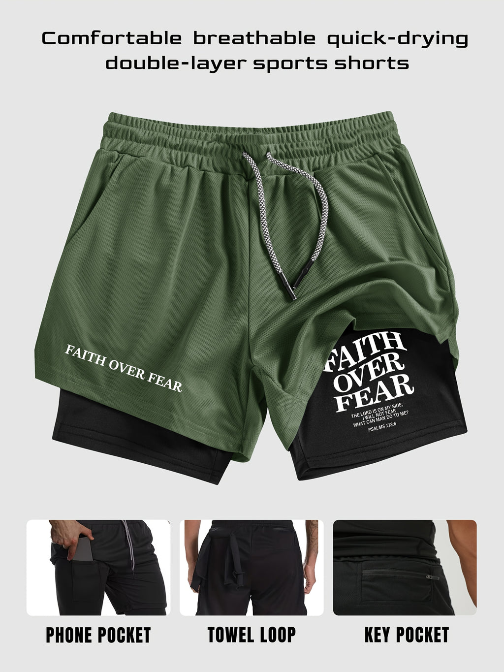 Faith over Fear - Gym shorts