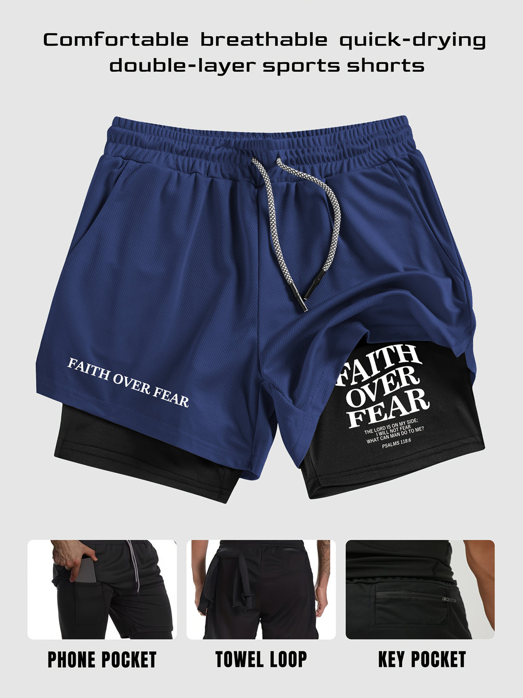 Faith over Fear - Gym shorts
